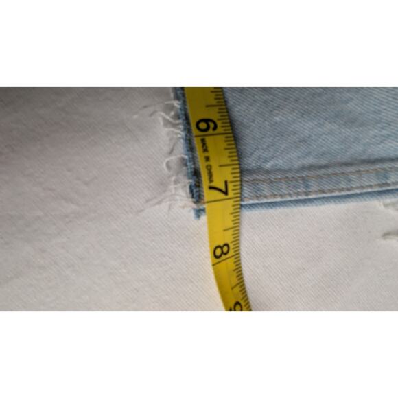 Zara High Rs Distressed Straight Leg Jeans Size 4 Light Button Fly Ripped Knees - Picture 7 of 14